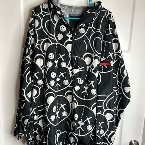 Reason Jacket Mens XXL Black White Long Sleeve Hooded Windbreaker 4906